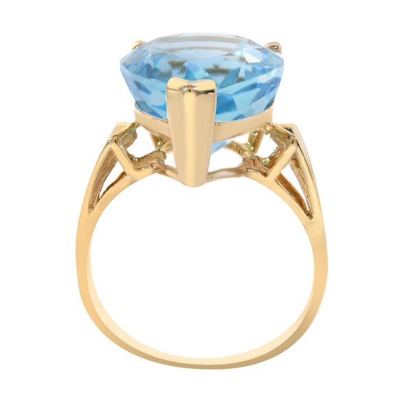 Pear Shape Blue Topaz Ring 14K Yellow Gold - Picture 3 of 3